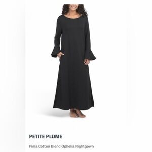 Petite Plume Pima Cotton Ophelia Nightgown - Black Medium
